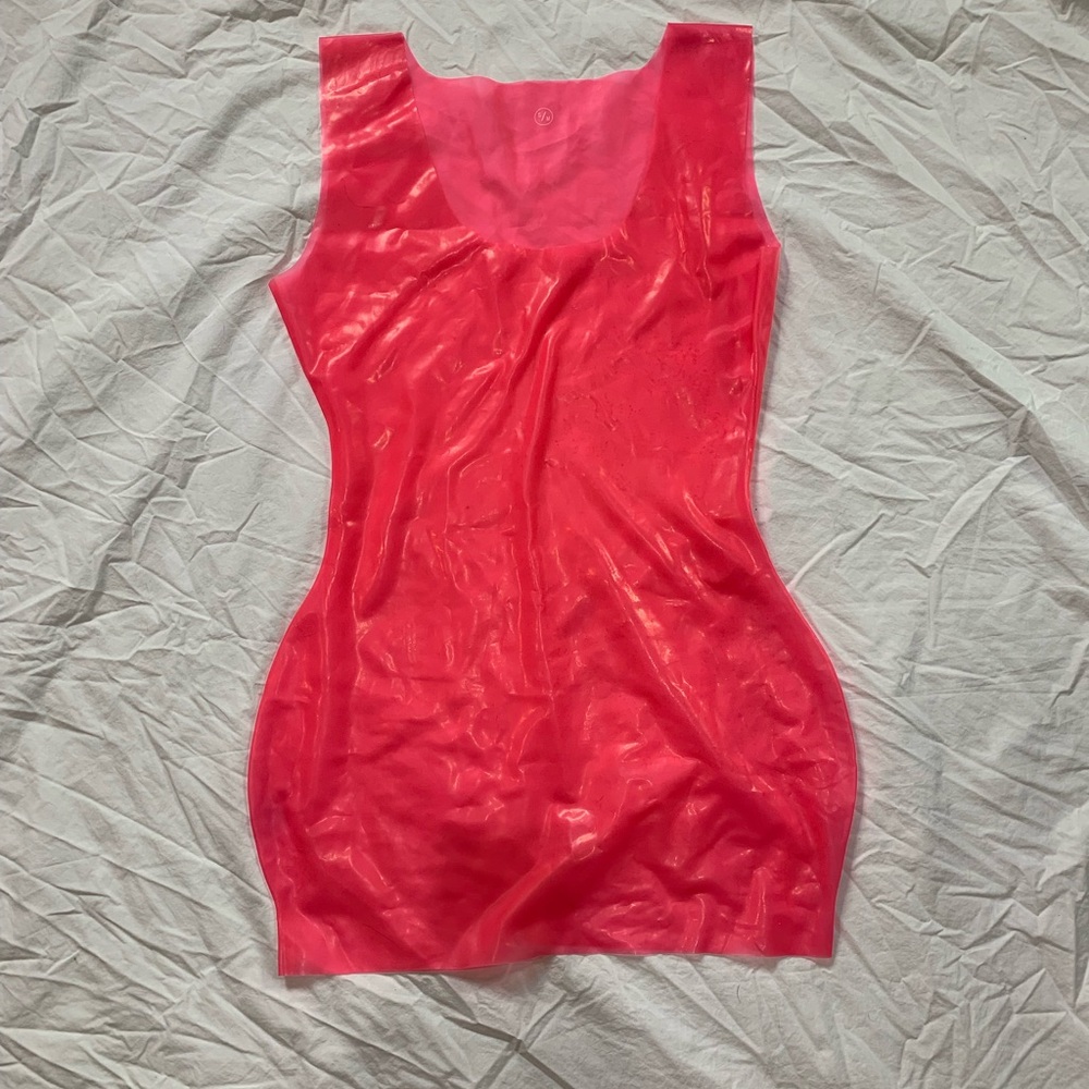 Pink Latex Sleek Sleeveless Women's Dress